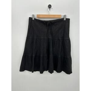 Allen Allen Ruffle Mini Skirt Womens Sz S Linen Minimal Y2K Preppy Dark Goth
